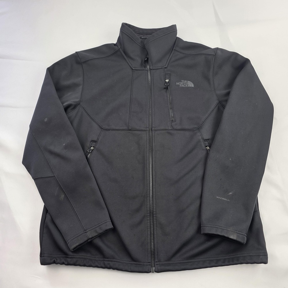 The North Face WindWall Jacket Mens XL Black Full Zip Softshell Fleece Lined